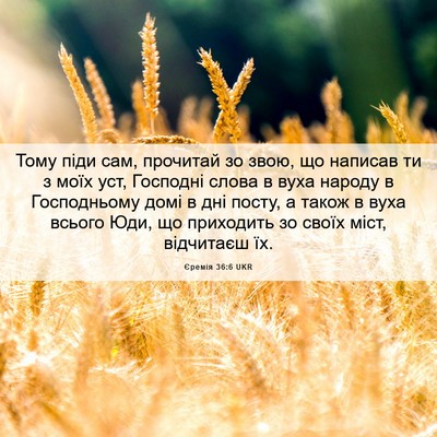 Picture 06 - Єремія 36:6 UKR - Тому піди сам, прочитай зо - Bible Verse Picture