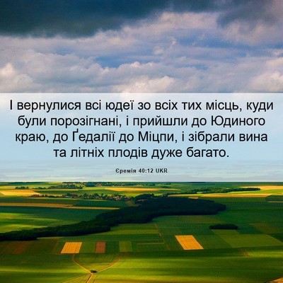 Picture 06 - Єремія 40:12 UKR - І вернулися всі юдеї зо - Bible Verse Picture