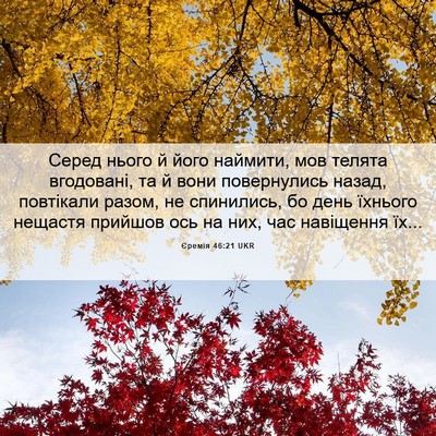 Picture 06 - Єремія 46:21 UKR - Серед нього й його наймити, - Bible Verse Picture