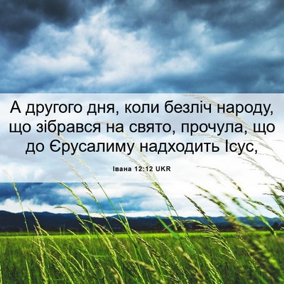 Picture 06 - Івана 12:12 UKR - А другого дня, коли безліч - Bible Verse Picture