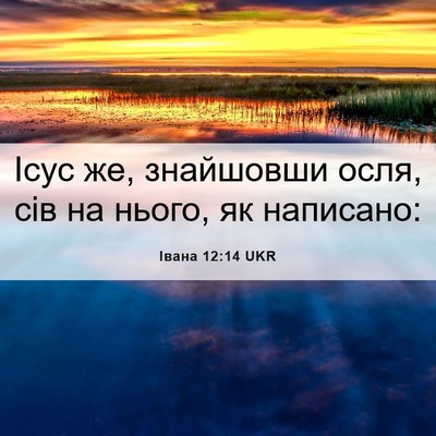 Picture 06 - Івана 12:14 UKR - Ісус же, знайшовши осля, - Bible Verse Picture