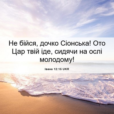 Picture 06 - Івана 12:15 UKR - Не бійся, дочко Сіонська! - Bible Verse Picture