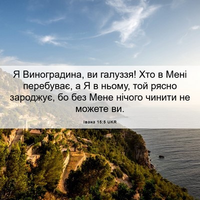Picture 06 - Івана 15:5 UKR - Я Виноградина, ви галуззя! - Bible Verse Picture