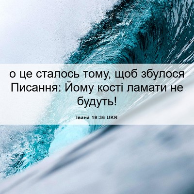 Picture 06 - Івана 19:36 UKR - о це сталось тому, щоб - Bible Verse Picture