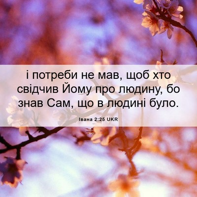 Picture 06 - Івана 2:25 UKR - і потреби не мав, щоб хто - Bible Verse Picture