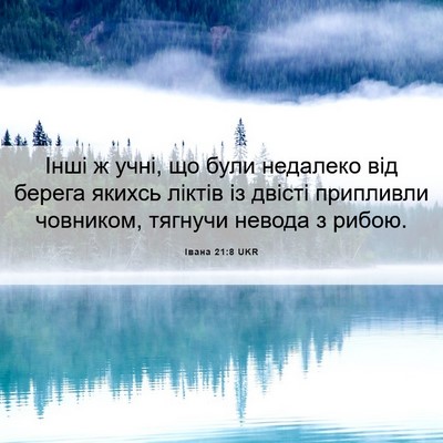 Picture 06 - Івана 21:8 UKR - Інші ж учні, що були - Bible Verse Picture