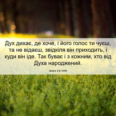 Picture 06 - Івана 3:8 UKR - Дух дихає, де хоче, і його - Bible Verse Picture