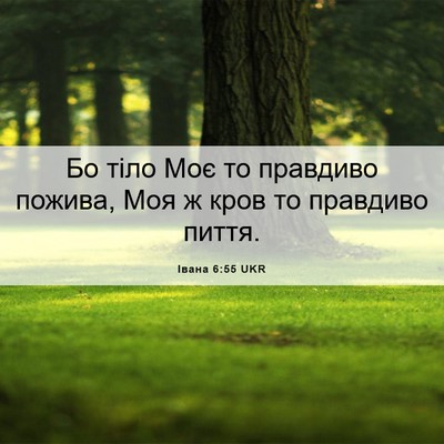 Picture 06 - Івана 6:55 UKR - Бо тіло Моє то правдиво - Bible Verse Picture
