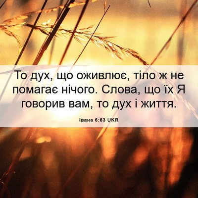 Picture 06 - Івана 6:63 UKR - То дух, що оживлює, тіло ж - Bible Verse Picture