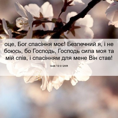 Picture 06 - Ісая 12:2 UKR - оце, Бог спасіння моє! - Bible Verse Picture