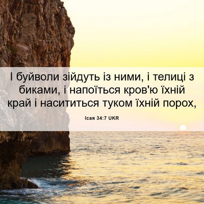 Picture 06 - Ісая 34:7 UKR - І буйволи зійдуть із ними, - Bible Verse Picture