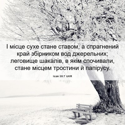 Picture 06 - Ісая 35:7 UKR - І місце сухе стане ставом, - Bible Verse Picture