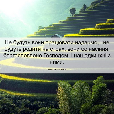 Picture 06 - Ісая 65:23 UKR - Не будуть вони працювати - Bible Verse Picture
