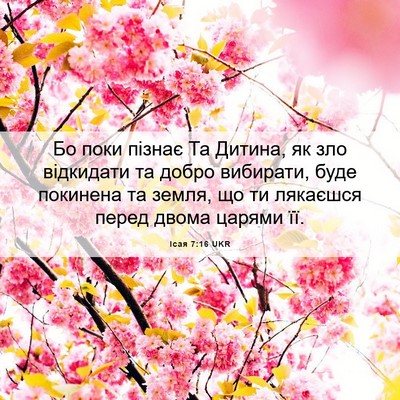 Picture 06 - Ісая 7:16 UKR - Бо поки пізнає Та Дитина, - Bible Verse Picture