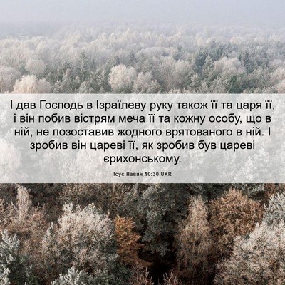 Picture 06 - Ісус Навин 10:30 UKR - І дав Господь в Ізраїлеву - Bible Verse Picture