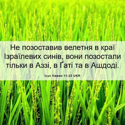 Picture 06 - Ісус Навин 11:22 UKR - Не позоставив велетня в - Bible Verse Picture