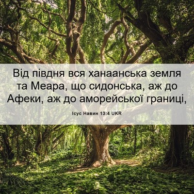 Picture 06 - Ісус Навин 13:4 UKR - Від півдня вся ханаанська - Bible Verse Picture