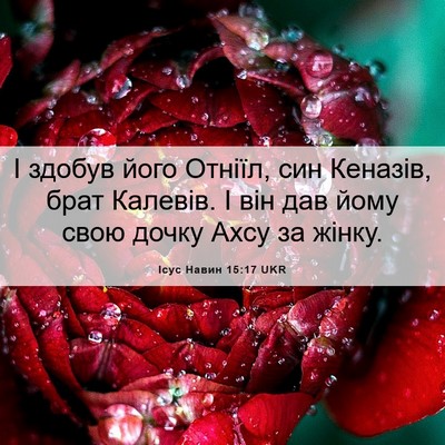 Picture 06 - Ісус Навин 15:17 UKR - І здобув його Отніїл, син - Bible Verse Picture