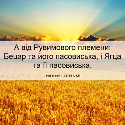 Picture 06 - Ісус Навин 21:36 UKR - А від Рувимового племени: - Bible Verse Picture