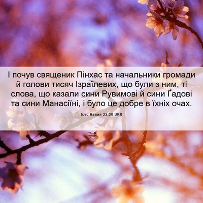 Picture 06 - Ісус Навин 22:30 UKR - І почув священик Пінхас та - Bible Verse Picture