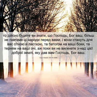 Picture 06 - Ісус Навин 23:13 UKR - то дійсно будете ви знати, - Bible Verse Picture