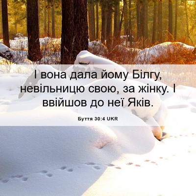 Picture 06 - Буття 30:4 UKR - І вона дала йому Білгу, - Bible Verse Picture