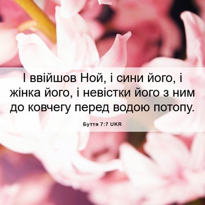 Picture 06 - Буття 7:7 UKR - І ввійшов Ной, і сини його, - Bible Verse Picture