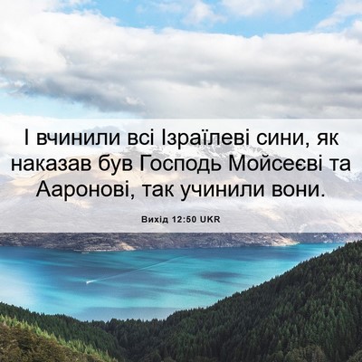 Picture 06 - Вихід 12:50 UKR - І вчинили всі Ізраїлеві - Bible Verse Picture