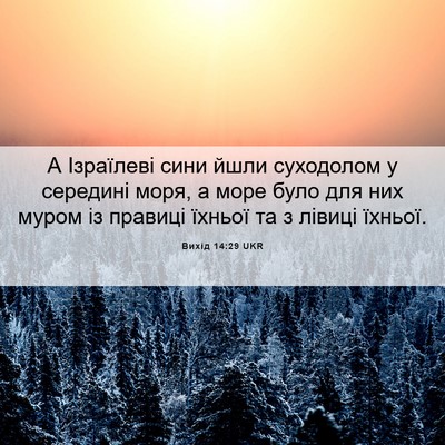 Picture 06 - Вихід 14:29 UKR - А Ізраїлеві сини йшли - Bible Verse Picture