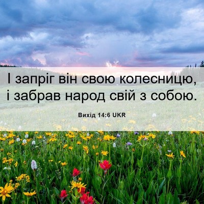 Picture 06 - Вихід 14:6 UKR - І запріг він свою - Bible Verse Picture