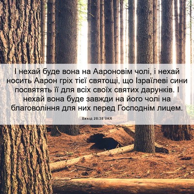 Picture 06 - Вихід 28:38 UKR - І нехай буде вона на - Bible Verse Picture