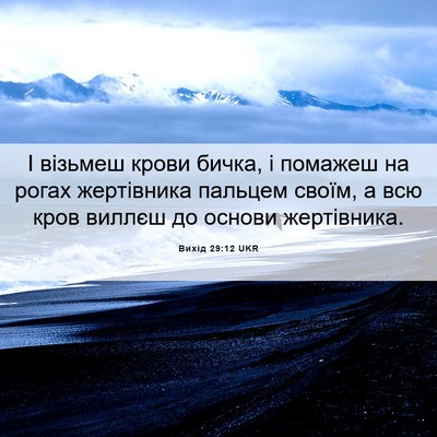 Picture 06 - Вихід 29:12 UKR - І візьмеш крови бичка, і - Bible Verse Picture