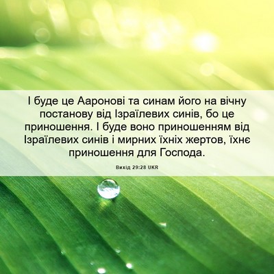 Picture 06 - Вихід 29:28 UKR - І буде це Ааронові та синам - Bible Verse Picture