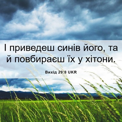 Picture 06 - Вихід 29:8 UKR - І приведеш синів його, та й - Bible Verse Picture