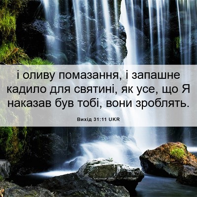 Picture 06 - Вихід 31:11 UKR - і оливу помазання, і - Bible Verse Picture