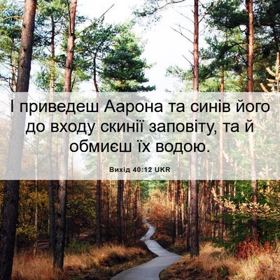Picture 06 - Вихід 40:12 UKR - І приведеш Аарона та синів - Bible Verse Picture