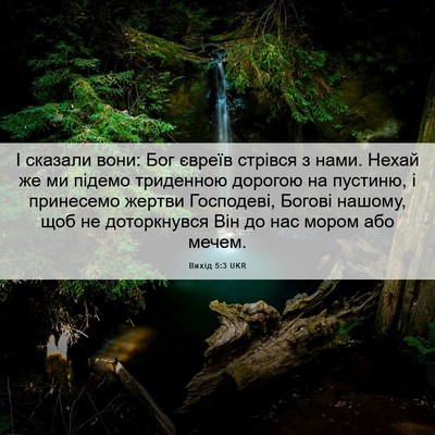 Picture 06 - Вихід 5:3 UKR - І сказали вони: Бог євреїв - Bible Verse Picture