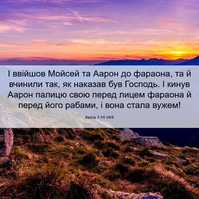Picture 06 - Вихід 7:10 UKR - І ввійшов Мойсей та Аарон - Bible Verse Picture
