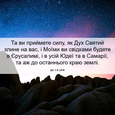 Picture 06 - Дії 1:8 UKR - Та ви приймете силу, як Дух - Bible Verse Picture