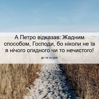 Picture 06 - Дії 10:14 UKR - А Петро відказав: Жадним - Bible Verse Picture
