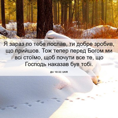 Picture 06 - Дії 10:33 UKR - Я зараз по тебе послав, ти - Bible Verse Picture