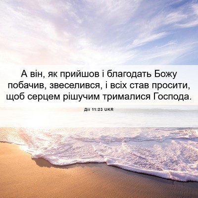 Picture 06 - Дії 11:23 UKR - А він, як прийшов і - Bible Verse Picture