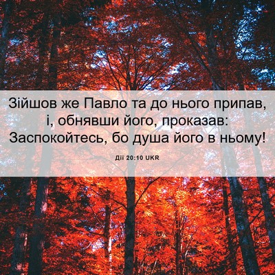 Picture 06 - Дії 20:10 UKR - Зійшов же Павло та до нього - Bible Verse Picture