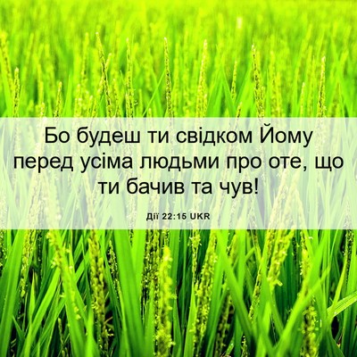 Picture 06 - Дії 22:15 UKR - Бо будеш ти свідком Йому - Bible Verse Picture