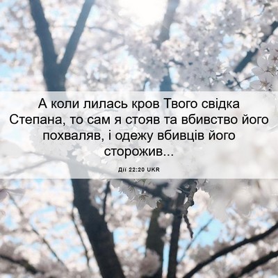 Picture 06 - Дії 22:20 UKR - А коли лилась кров Твого - Bible Verse Picture