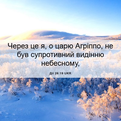 Picture 06 - Дії 26:19 UKR - Через це я, о царю Агріппо, - Bible Verse Picture
