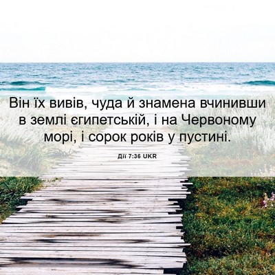 Picture 06 - Дії 7:36 UKR - Він їх вивів, чуда й - Bible Verse Picture