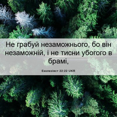 Picture 06 - Екклезіяст 22:22 UKR - Не грабуй незаможнього, бо - Bible Verse Picture