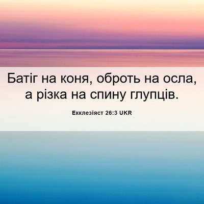 Picture 06 - Екклезіяст 26:3 UKR - Батіг на коня, оброть на - Bible Verse Picture