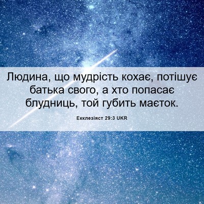 Picture 06 - Екклезіяст 29:3 UKR - Людина, що мудрість кохає, - Bible Verse Picture